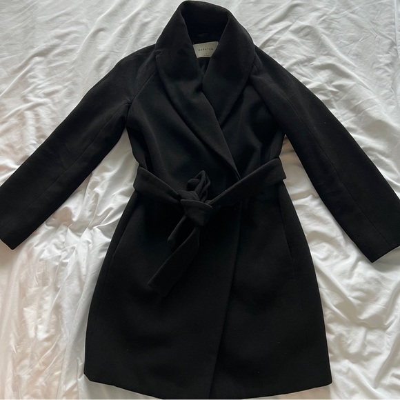 Babaton 100% Wool Robe coat in size small in black - Picture 4 of 11